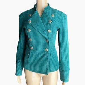 CAbi Lennon Corduroy Military Jacket | Gold Buttons | Legion Green | XS